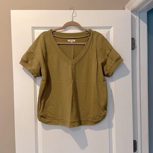 (Re)sourced French terry sweatshirt, surplus olive color, large madewell
